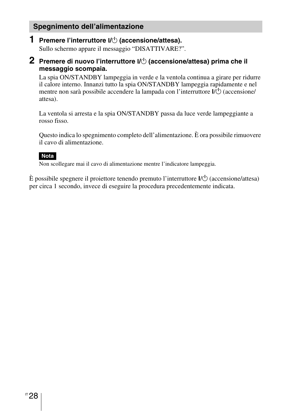 Spegnimento dell’alimentazione | Sony VPL-HW55ES User Manual | Page 394 / 459