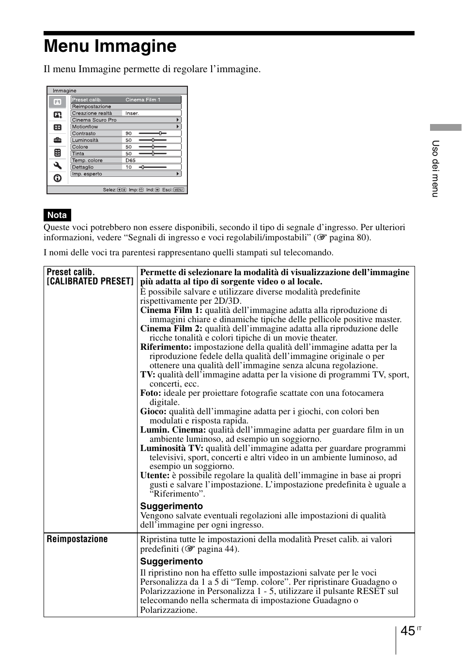 Menu immagine | Sony VPL-HW55ES User Manual | Page 411 / 459