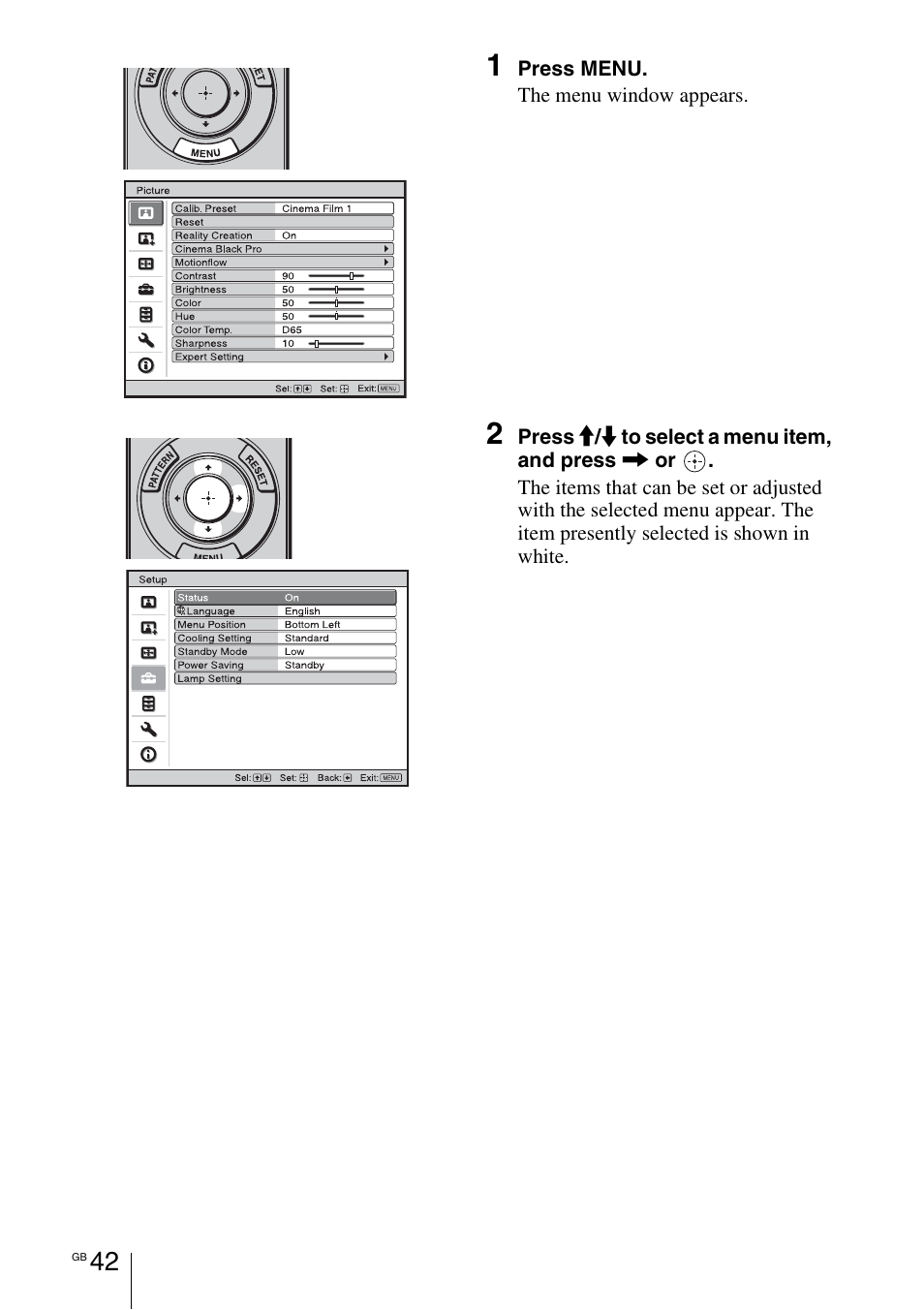 Sony VPL-HW55ES User Manual | Page 42 / 459
