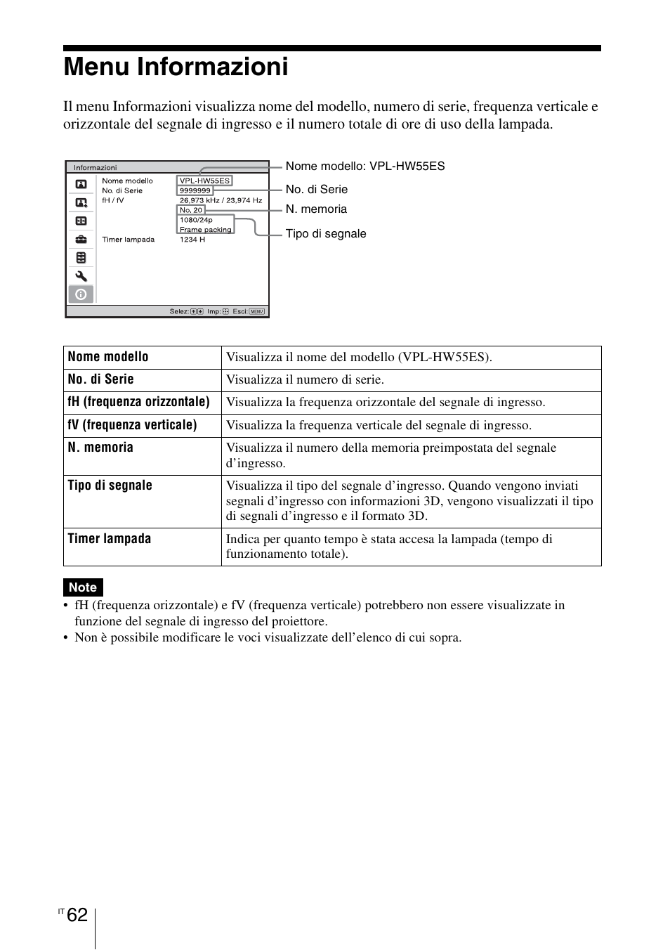 Menu informazioni | Sony VPL-HW55ES User Manual | Page 428 / 459