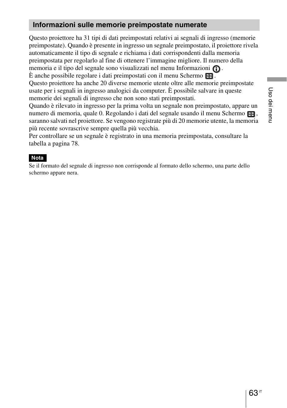Informazioni sulle memorie preimpostate numerate | Sony VPL-HW55ES User Manual | Page 429 / 459