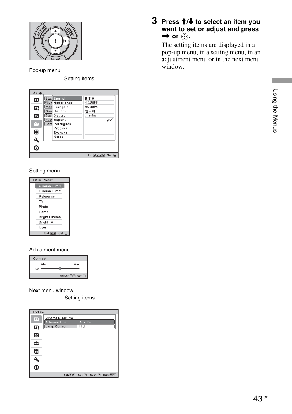 Sony VPL-HW55ES User Manual | Page 43 / 459