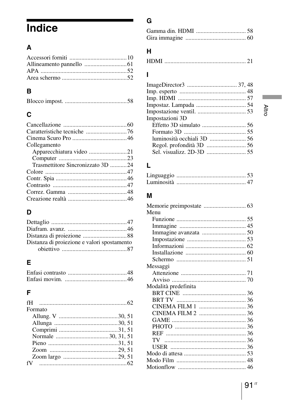 Indice | Sony VPL-HW55ES User Manual | Page 457 / 459