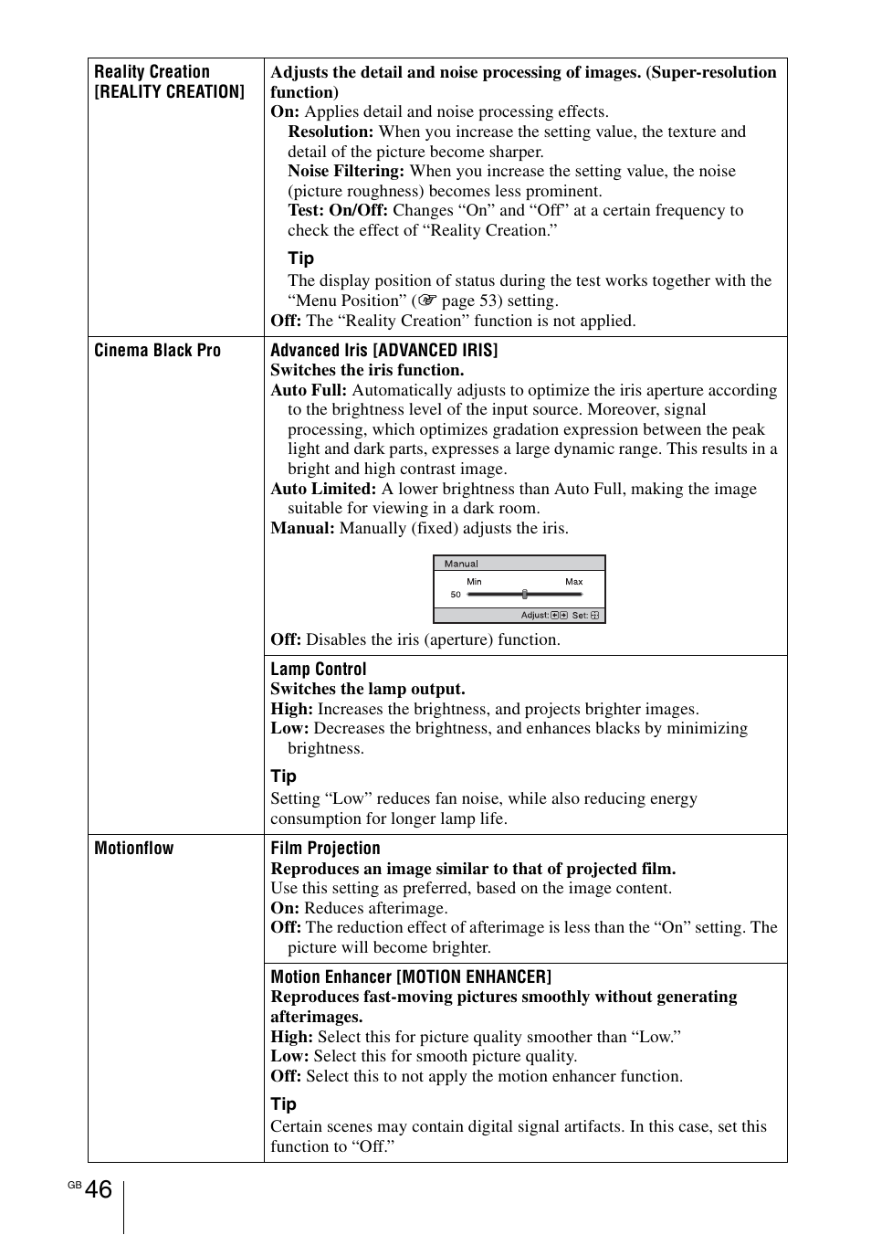 Sony VPL-HW55ES User Manual | Page 46 / 459