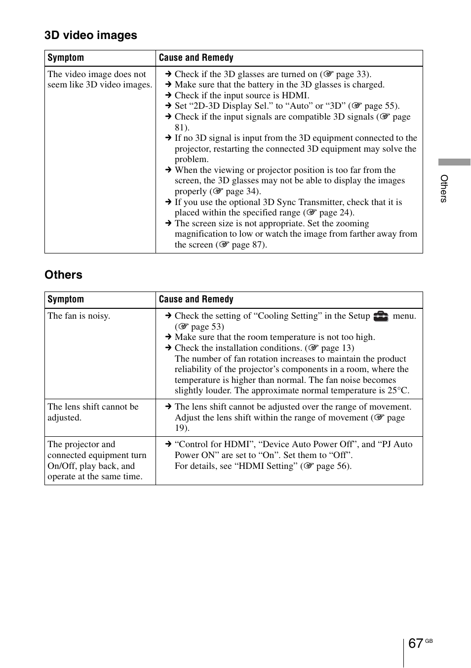 3d video images others | Sony VPL-HW55ES User Manual | Page 67 / 459