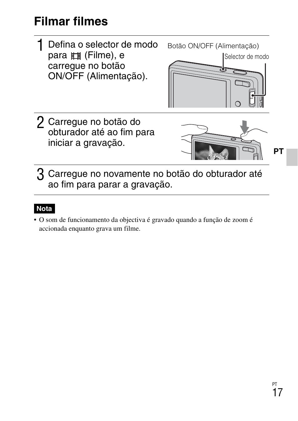 Filmar filmes | Sony DSC-W360 User Manual | Page 127 / 516