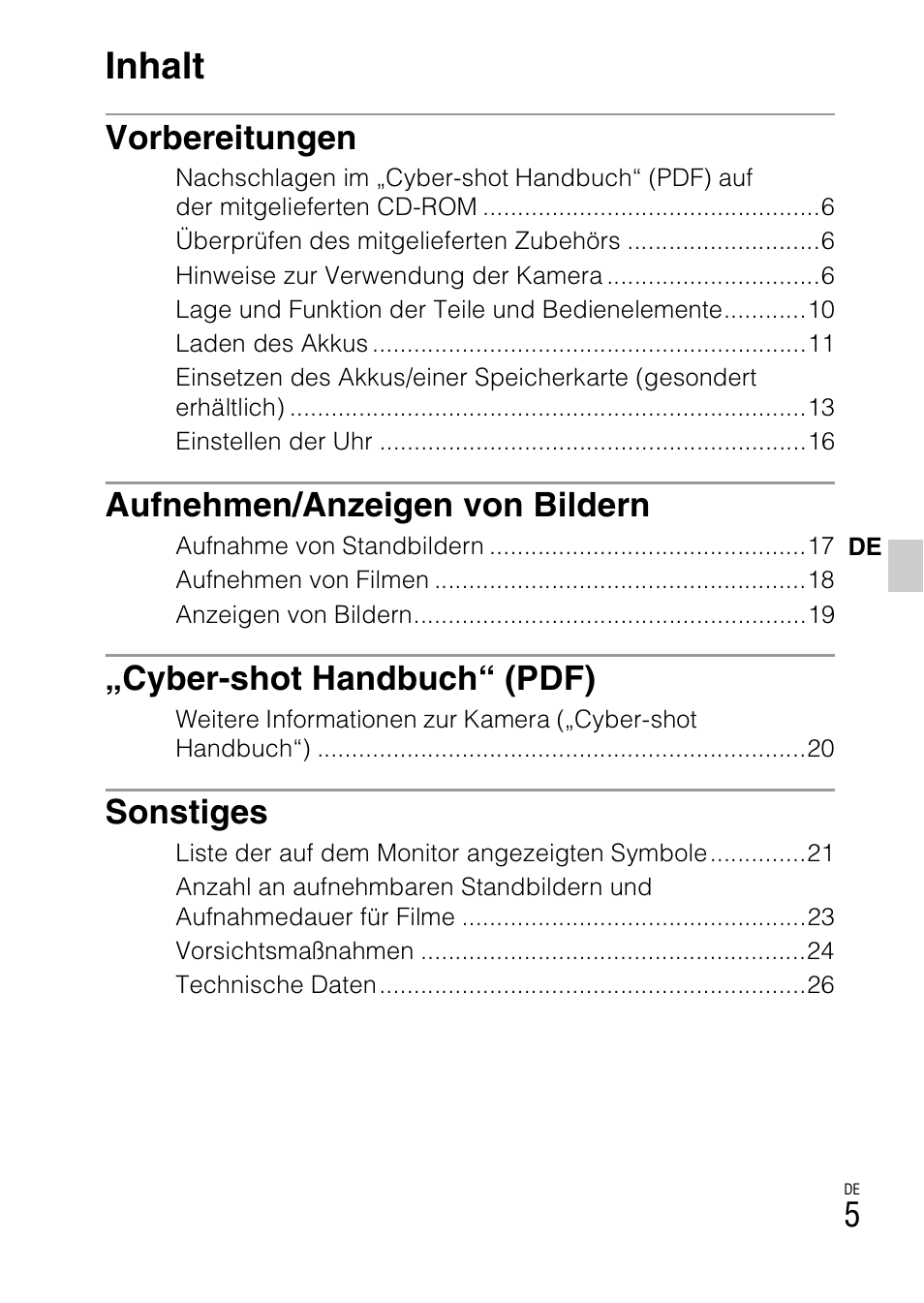 Inhalt, Vorbereitungen, Aufnehmen/anzeigen von bildern | Cyber-shot handbuch“ (pdf), Sonstiges | Sony DSC-W360 User Manual | Page 141 / 516
