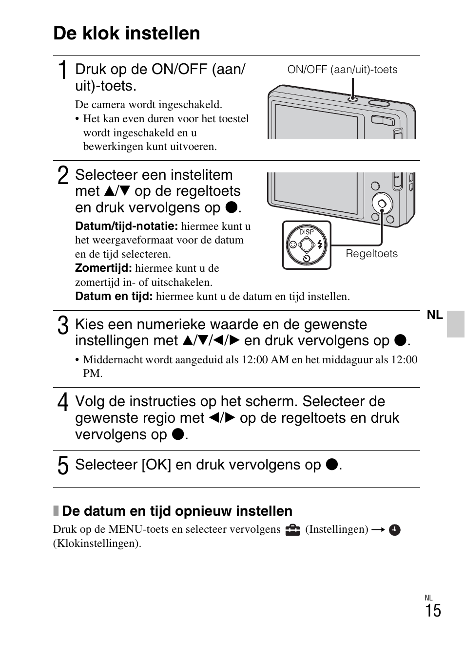 De klok instellen | Sony DSC-W360 User Manual | Page 179 / 516