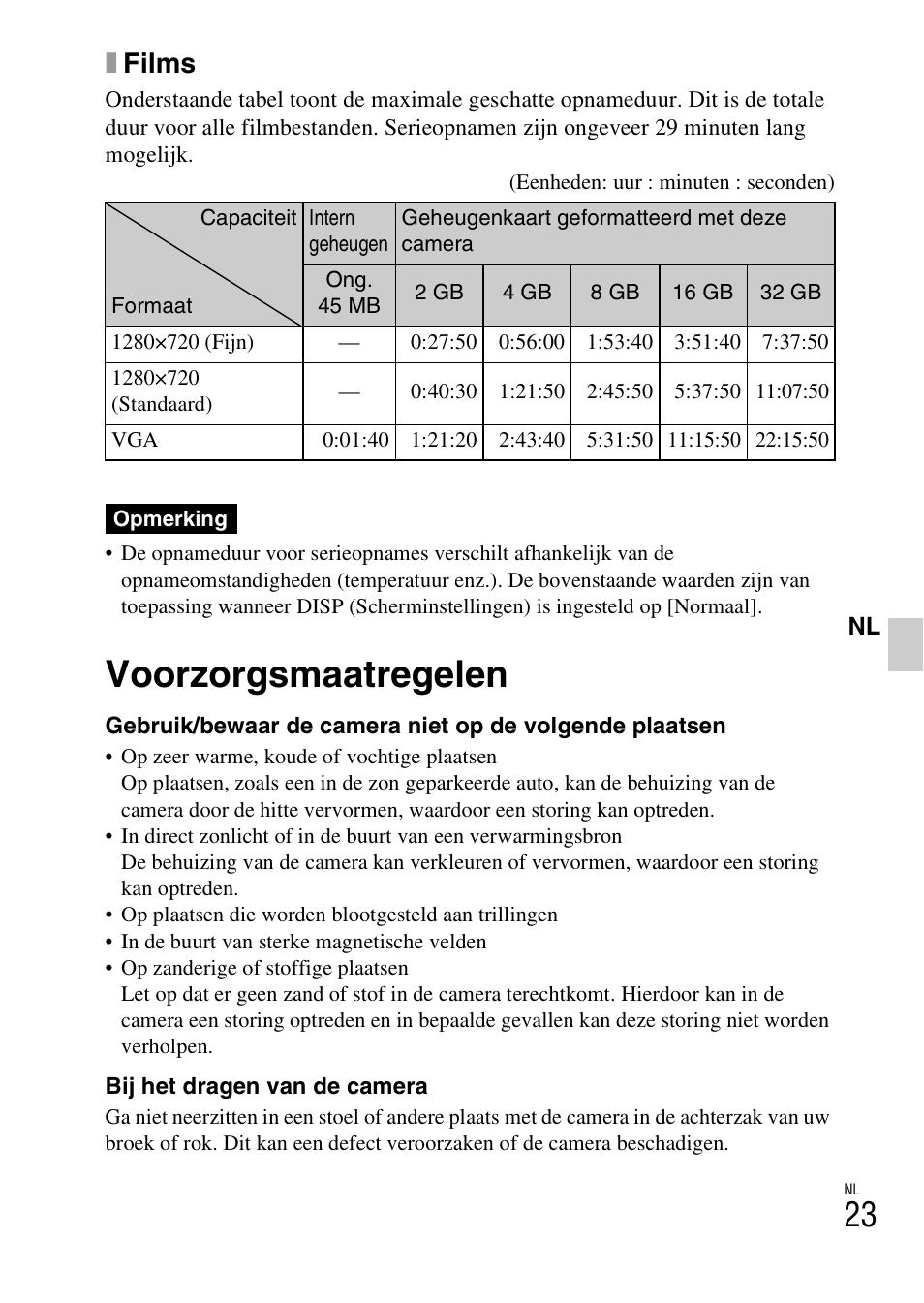 Voorzorgsmaatregelen, Xfilms | Sony DSC-W360 User Manual | Page 187 / 516