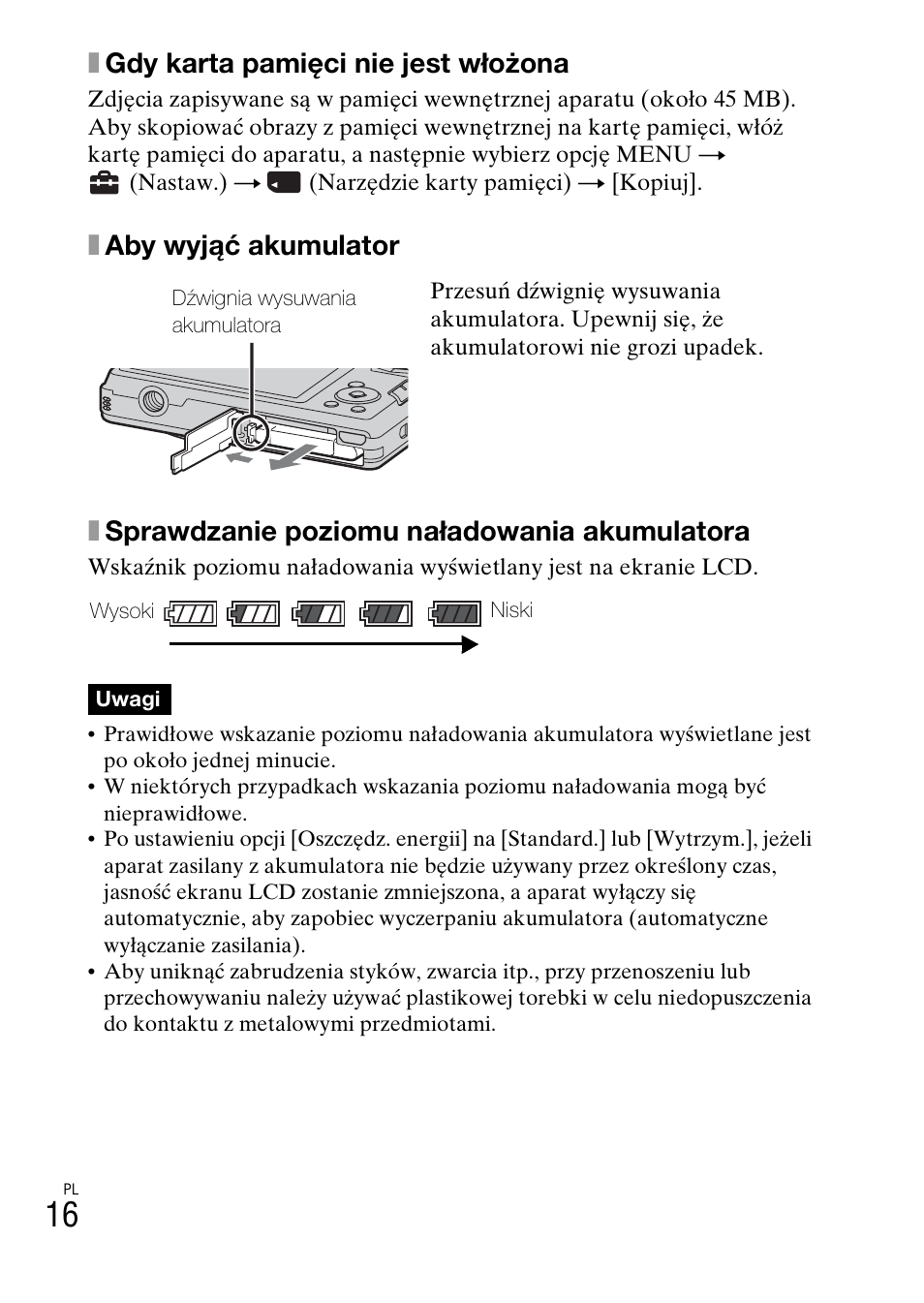 Xgdy karta pamięci nie jest włożona | Sony DSC-W360 User Manual | Page 206 / 516