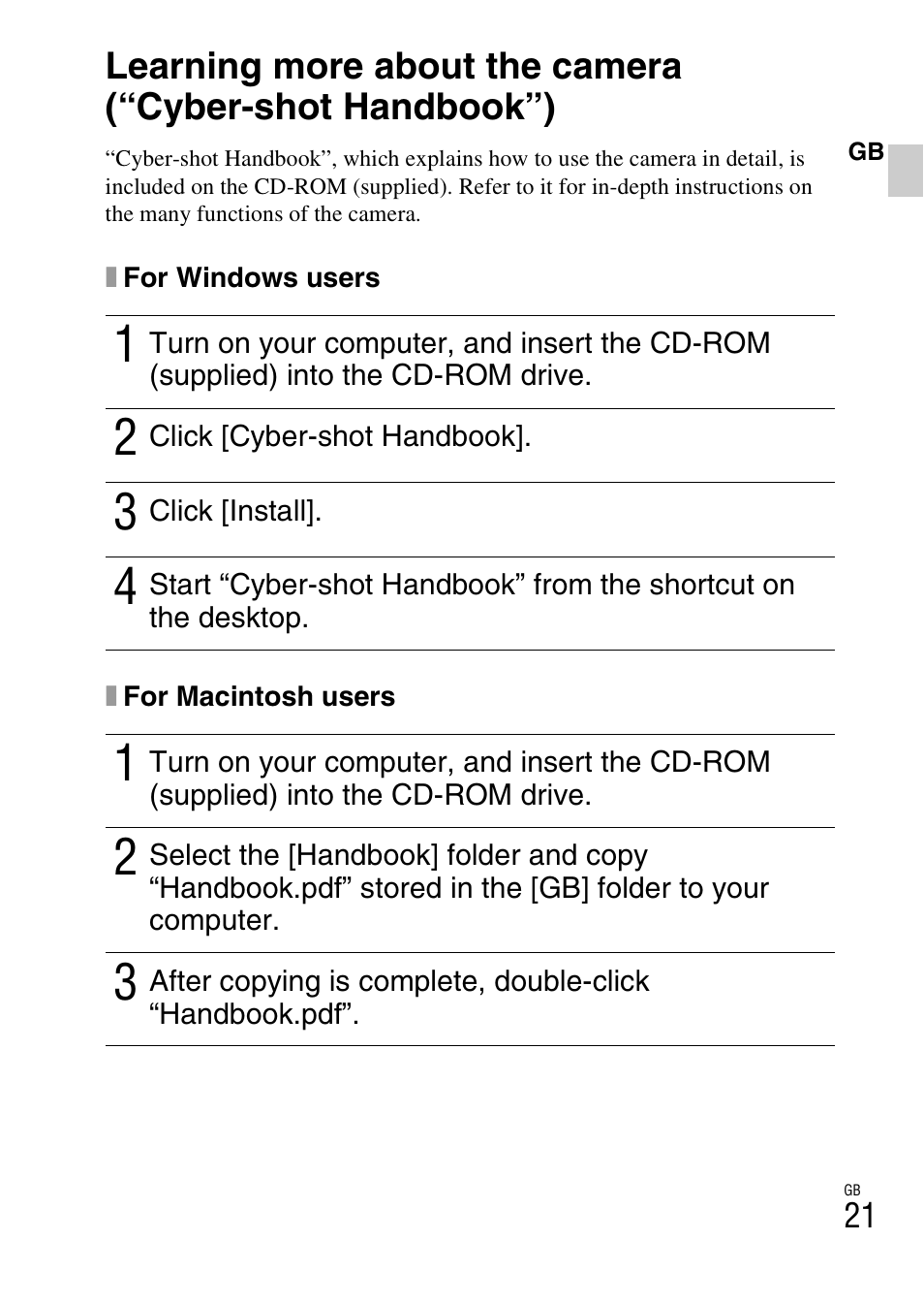 Sony DSC-W360 User Manual | Page 21 / 516