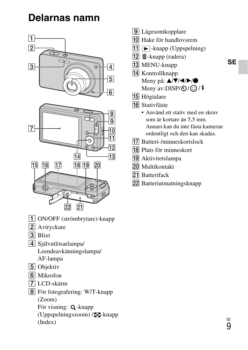 Delarnas namn | Sony DSC-W360 User Manual | Page 307 / 516