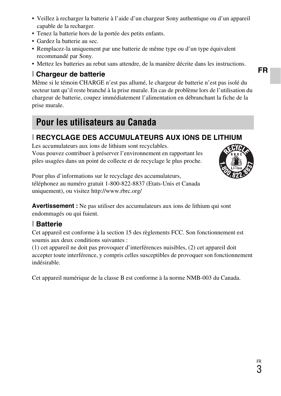 Pour les utilisateurs au canada | Sony DSC-W360 User Manual | Page 31 / 516