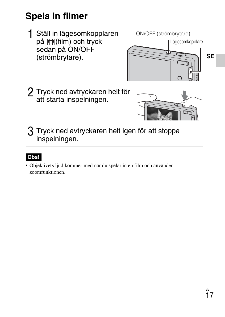 Spela in filmer | Sony DSC-W360 User Manual | Page 315 / 516