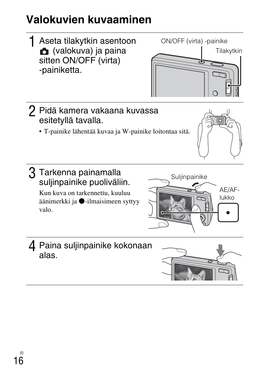 Valokuvien kuvaaminen | Sony DSC-W360 User Manual | Page 340 / 516