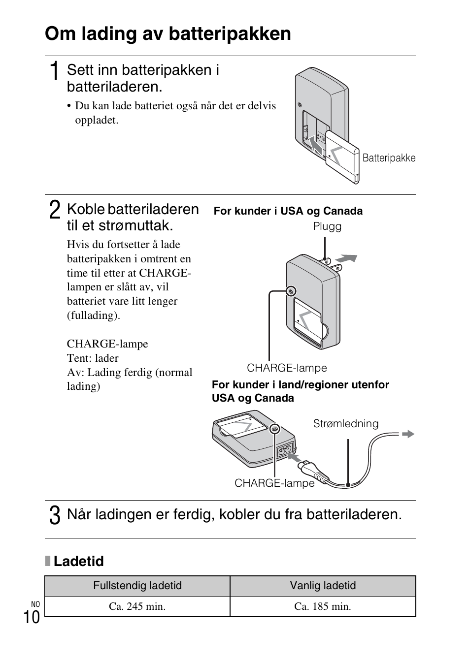 Om lading av batteripakken | Sony DSC-W360 User Manual | Page 360 / 516