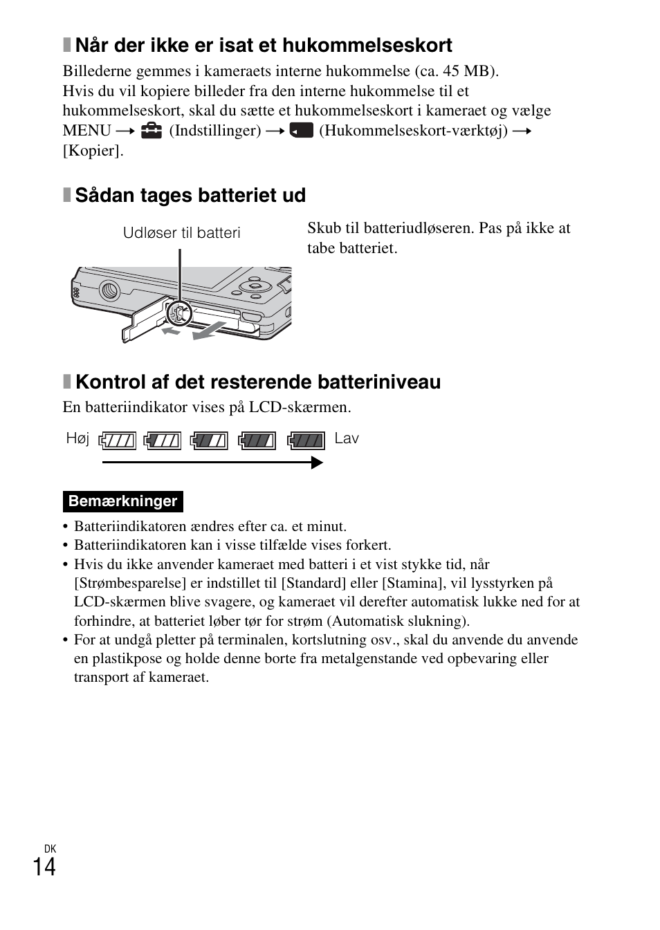 Xnår der ikke er isat et hukommelseskort | Sony DSC-W360 User Manual | Page 390 / 516