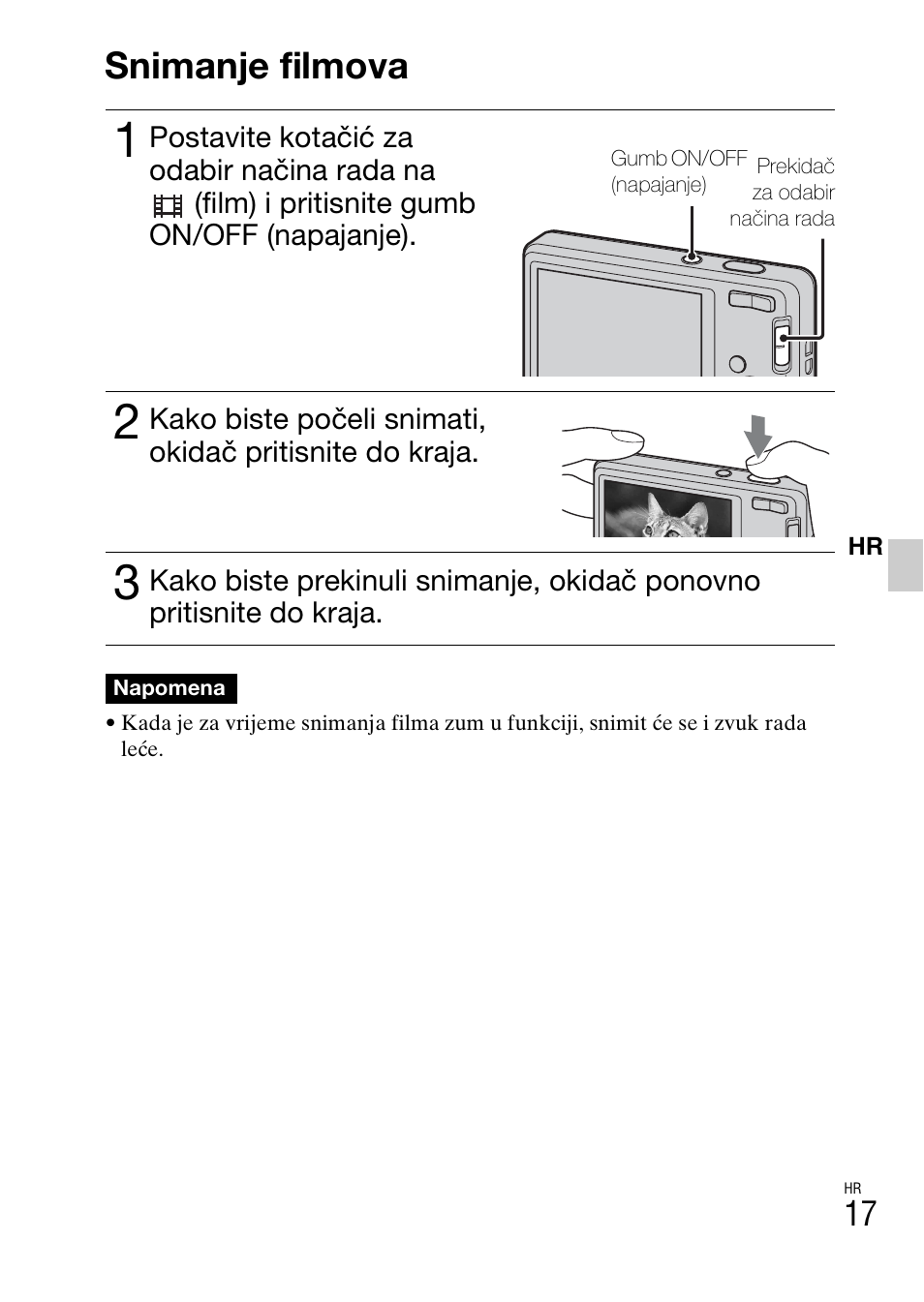 Snimanje filmova | Sony DSC-W360 User Manual | Page 419 / 516