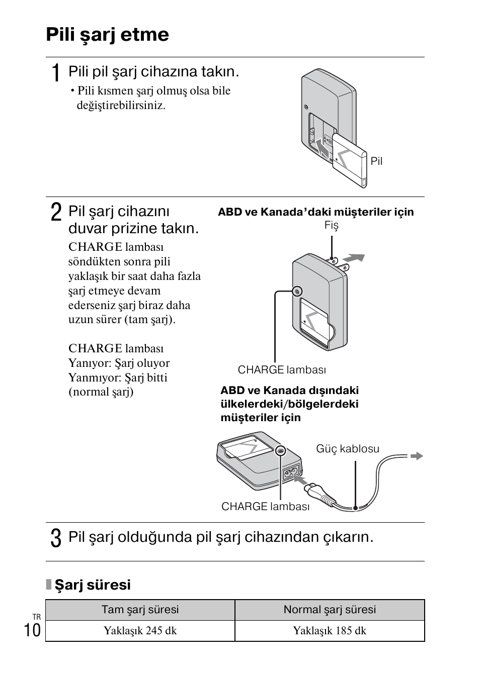 Pili şarj etme | Sony DSC-W360 User Manual | Page 464 / 516