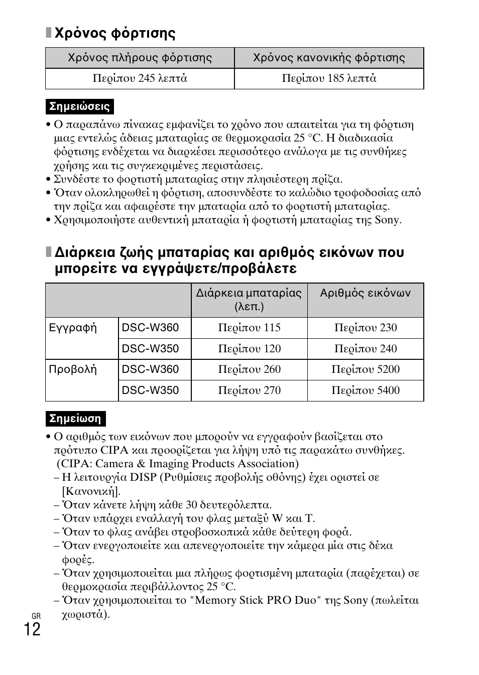 Xχρ νος φ ρτισης | Sony DSC-W360 User Manual | Page 494 / 516