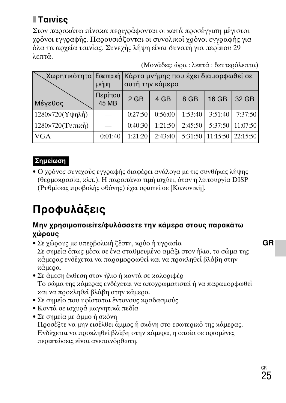 Προφυλάξεις, Xταινίες | Sony DSC-W360 User Manual | Page 507 / 516