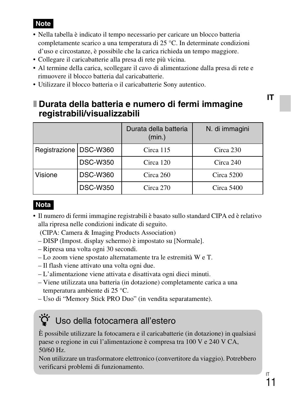 Uso della fotocamera all’estero | Sony DSC-W360 User Manual | Page 69 / 516