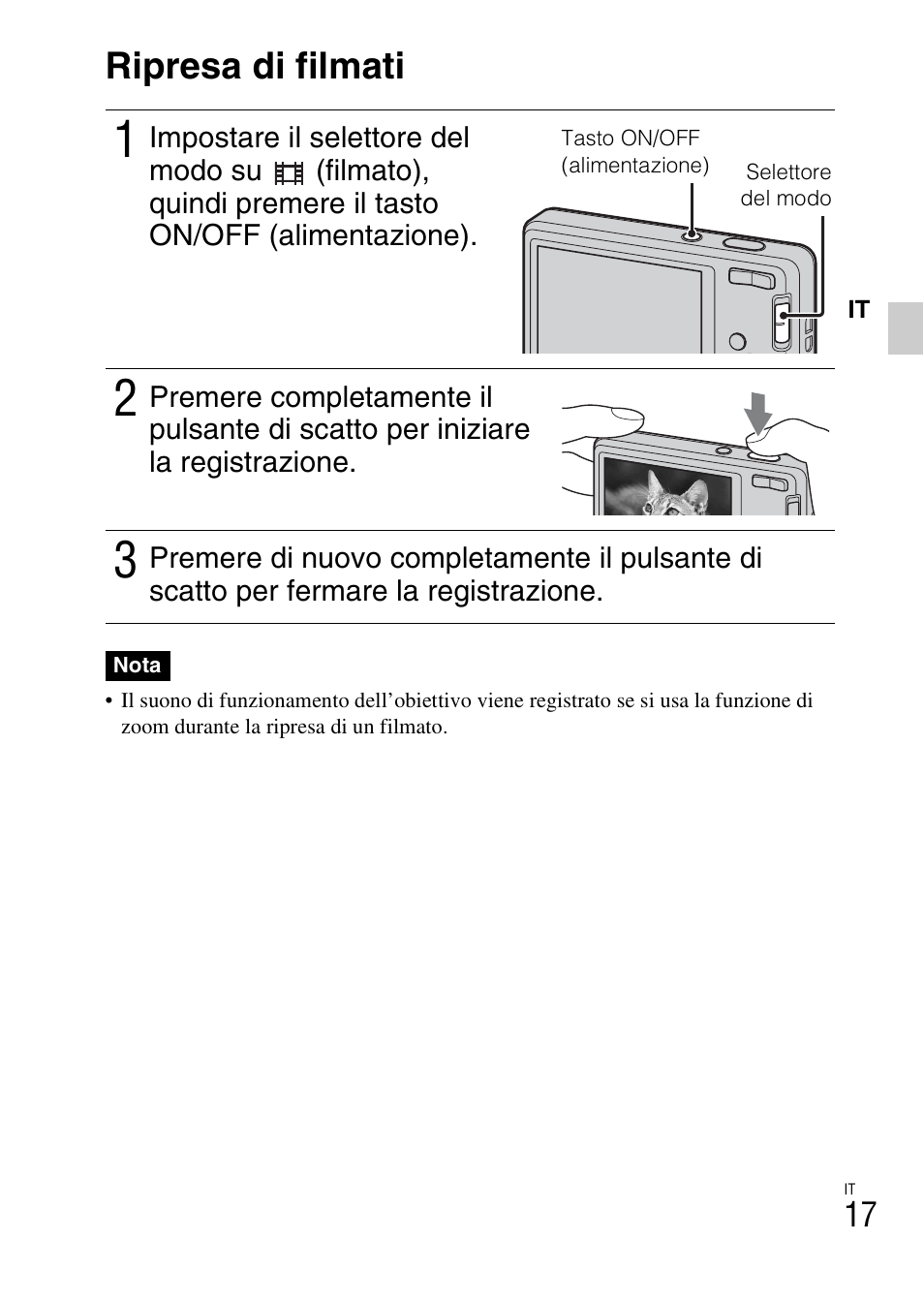 Ripresa di filmati | Sony DSC-W360 User Manual | Page 75 / 516