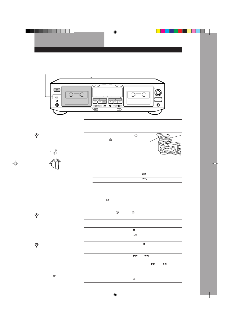 Bandavspelning, Grundläggande tillvägagångssätt, Skjut direction mode till lämpligt läge | Relay | Sony TC-WE725 User Manual | Page 49 / 92