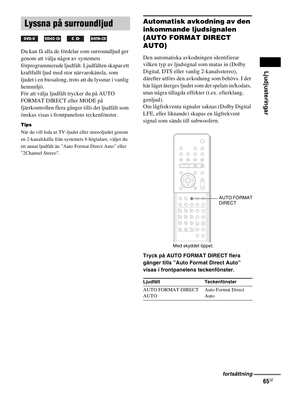 Lyssna på surroundljud | Sony DAV-LF1 User Manual | Page 305 / 488