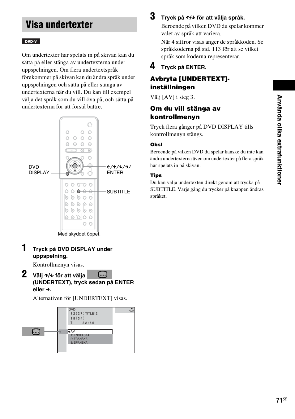 Visa undertexter, Sid. 71) | Sony DAV-LF1 User Manual | Page 311 / 488