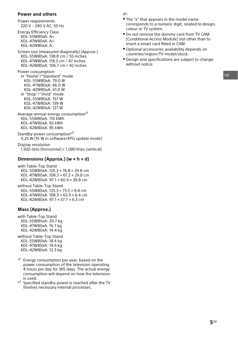 Sony KDL-42W805A User Manual | Page 5 / 92