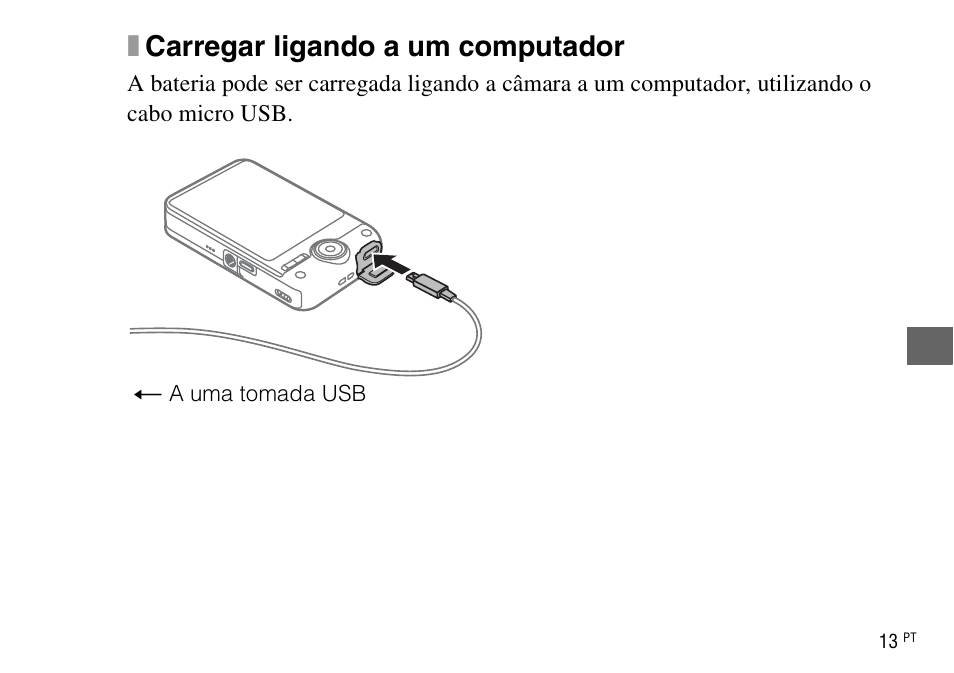 Xcarregar ligando a um computador | Sony DSC-WX220 User Manual | Page 149 / 499
