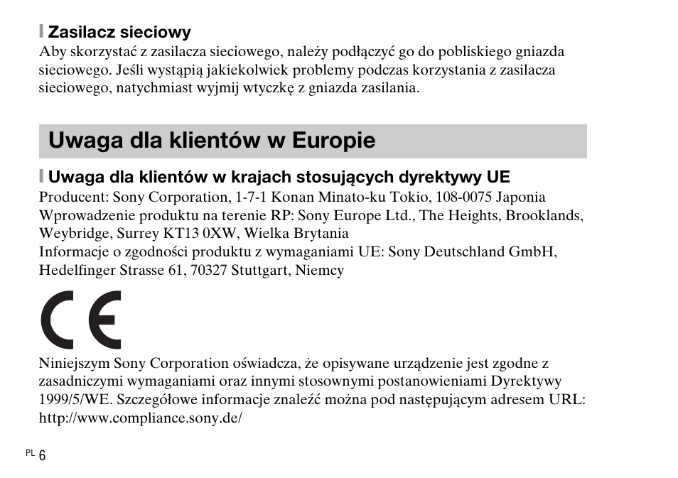 Uwaga dla klientów w europie | Sony DSC-WX220 User Manual | Page 240 / 499