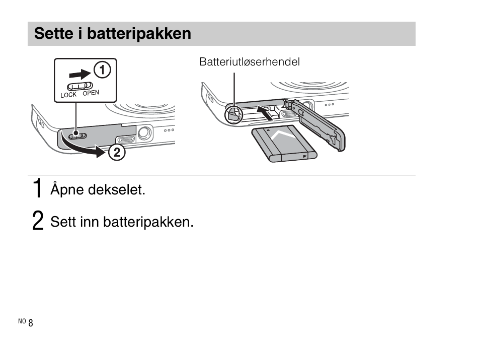 Sette i batteripakken | Sony DSC-WX220 User Manual | Page 440 / 499