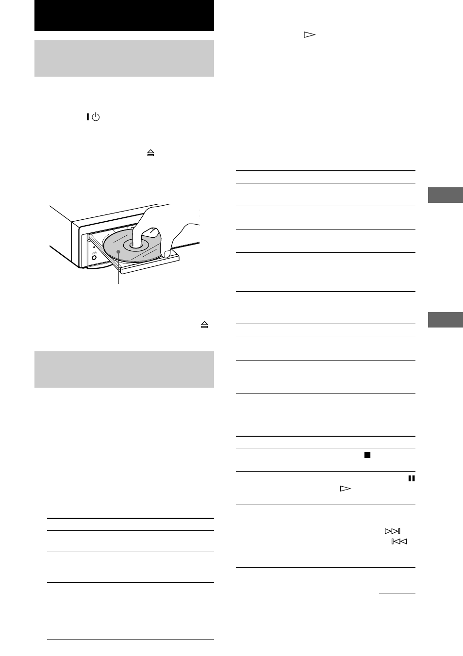 Reproducción de discos compactos, Reproducción de un disco compacto, Colocación de un disco compacto | Operaciones de reproducción repetida, Otras operaciones | Sony HAR-D1000 User Manual | Page 9 / 108