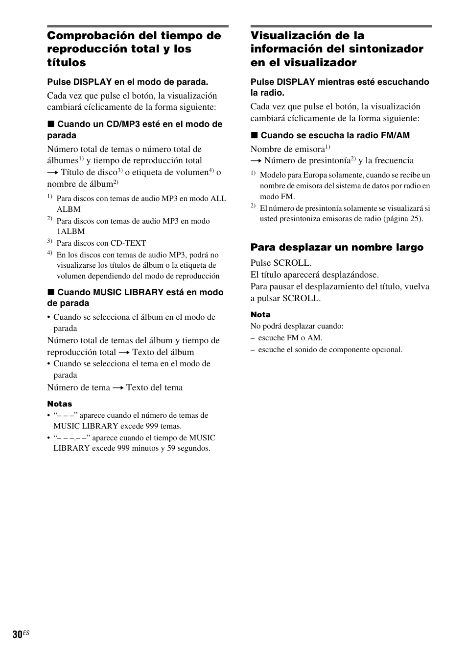 Para desplazar un nombre largo | Sony NAS-CZ1 User Manual | Page 106 / 435