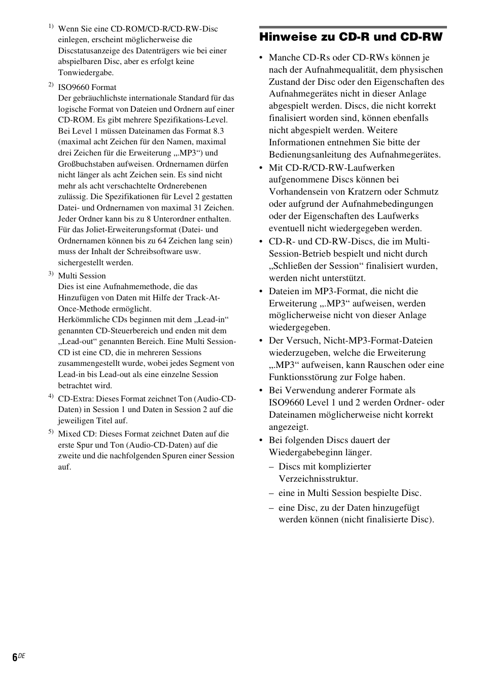 Hinweise zu cd-r und cd-rw | Sony NAS-CZ1 User Manual | Page 123 / 435