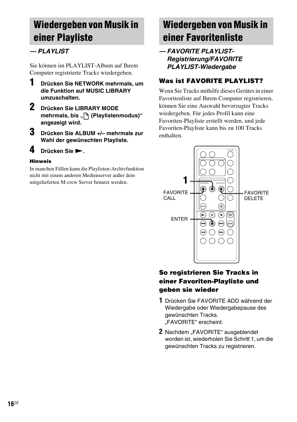 Wiedergeben von musik in einer playliste, Playlist, Wiedergeben von musik in einer favoritenliste | Wiedergeben von musik in einer, Playliste — playlist | Sony NAS-CZ1 User Manual | Page 133 / 435
