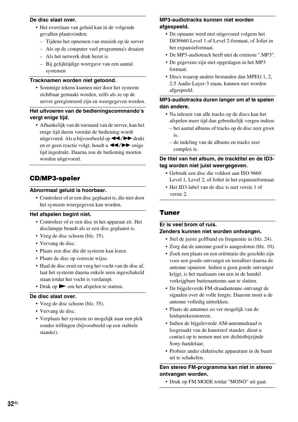 Cd/mp3-speler, Tuner | Sony NAS-CZ1 User Manual | Page 190 / 435