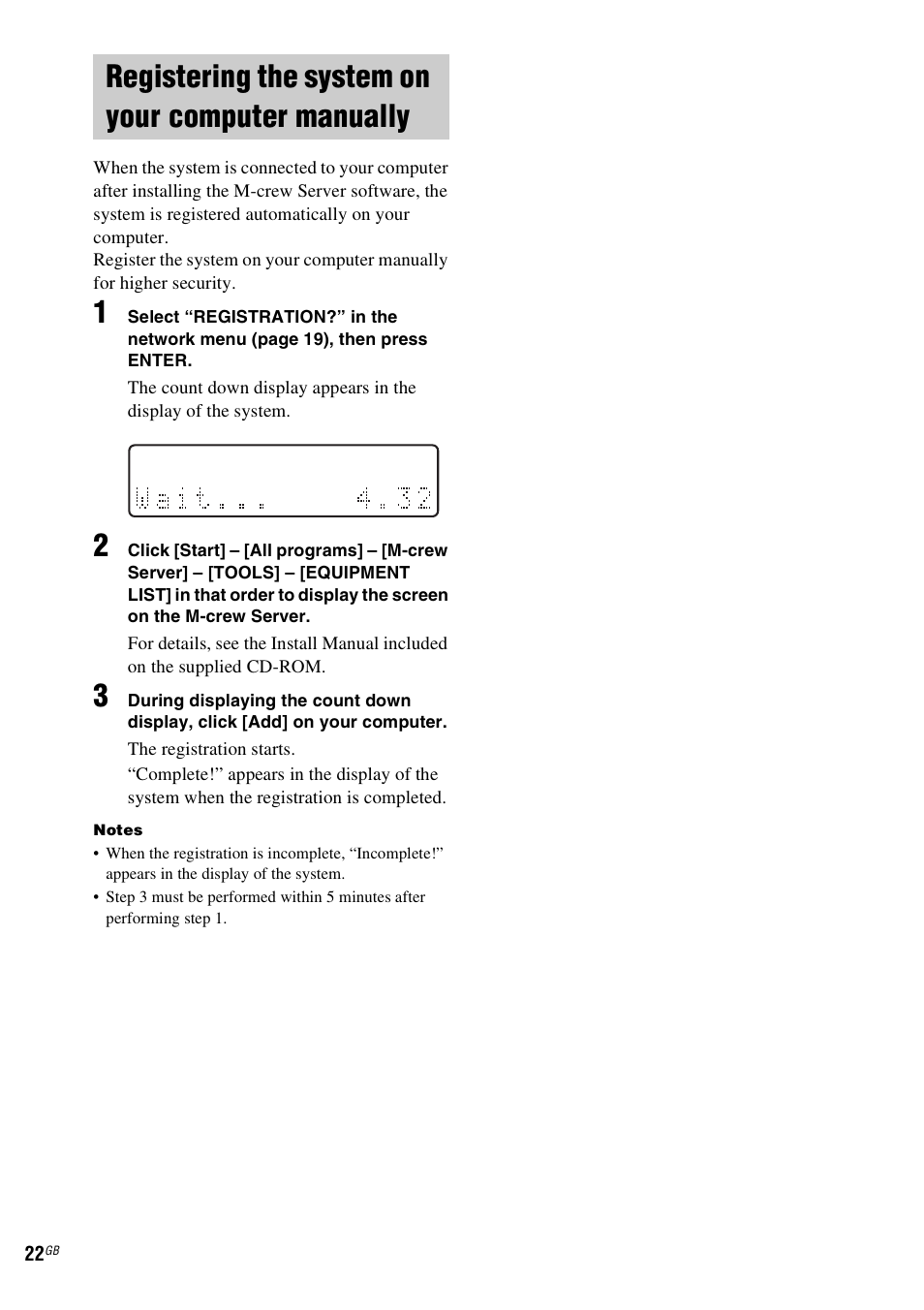 Registering the system on your computer manually, Registering the system on your computer, Manually | Sony NAS-CZ1 User Manual | Page 22 / 435
