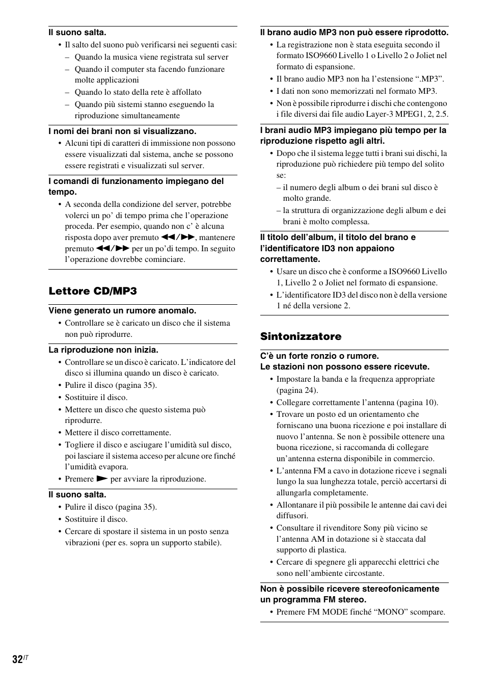 Lettore cd/mp3, Sintonizzatore | Sony NAS-CZ1 User Manual | Page 230 / 435