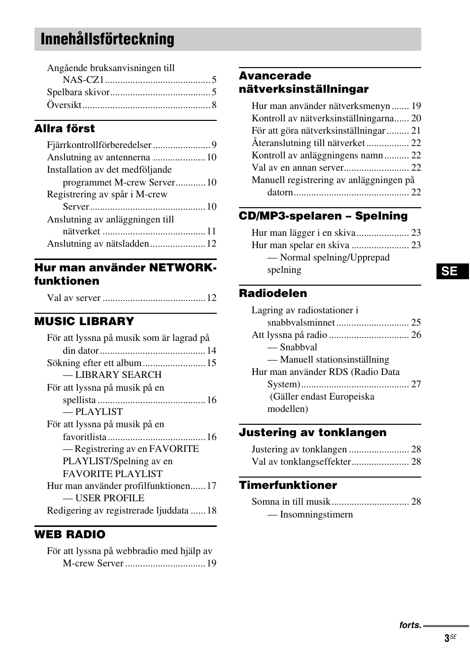 Innehållsförteckning | Sony NAS-CZ1 User Manual | Page 241 / 435
