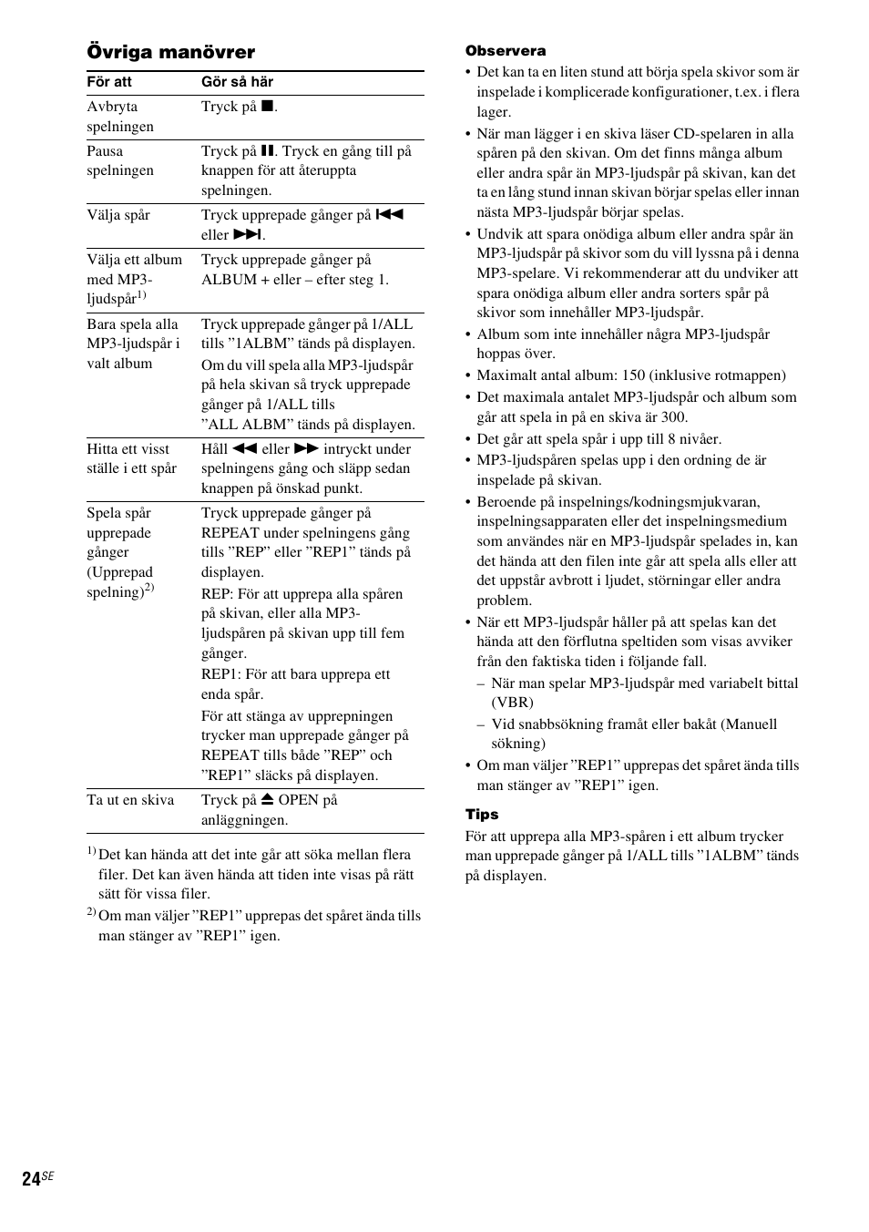 Övriga manövrer | Sony NAS-CZ1 User Manual | Page 262 / 435