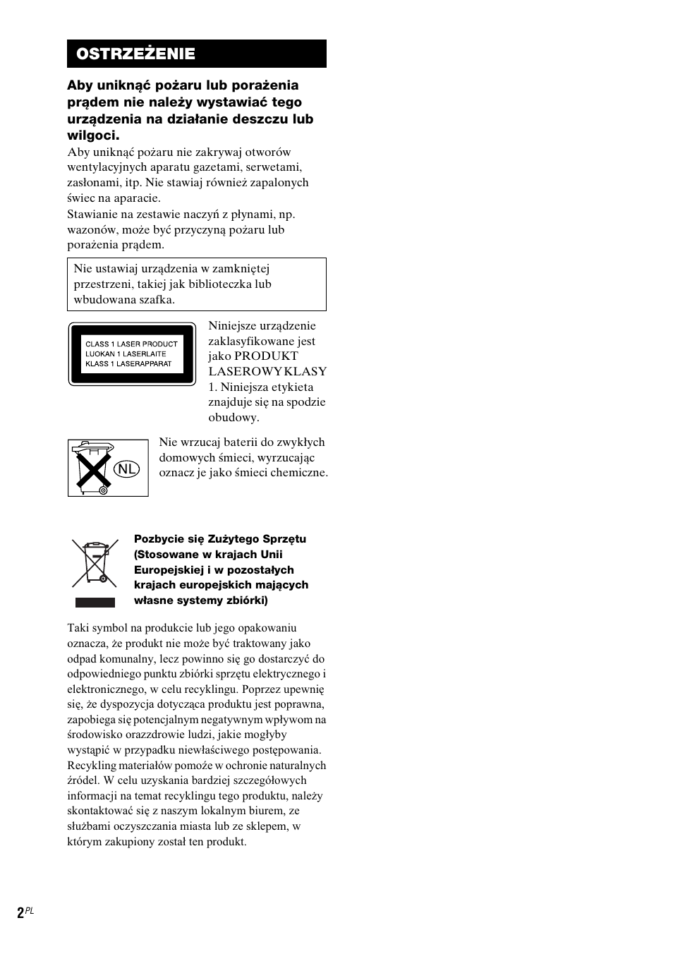 Ostrzeżenie | Sony NAS-CZ1 User Manual | Page 280 / 435