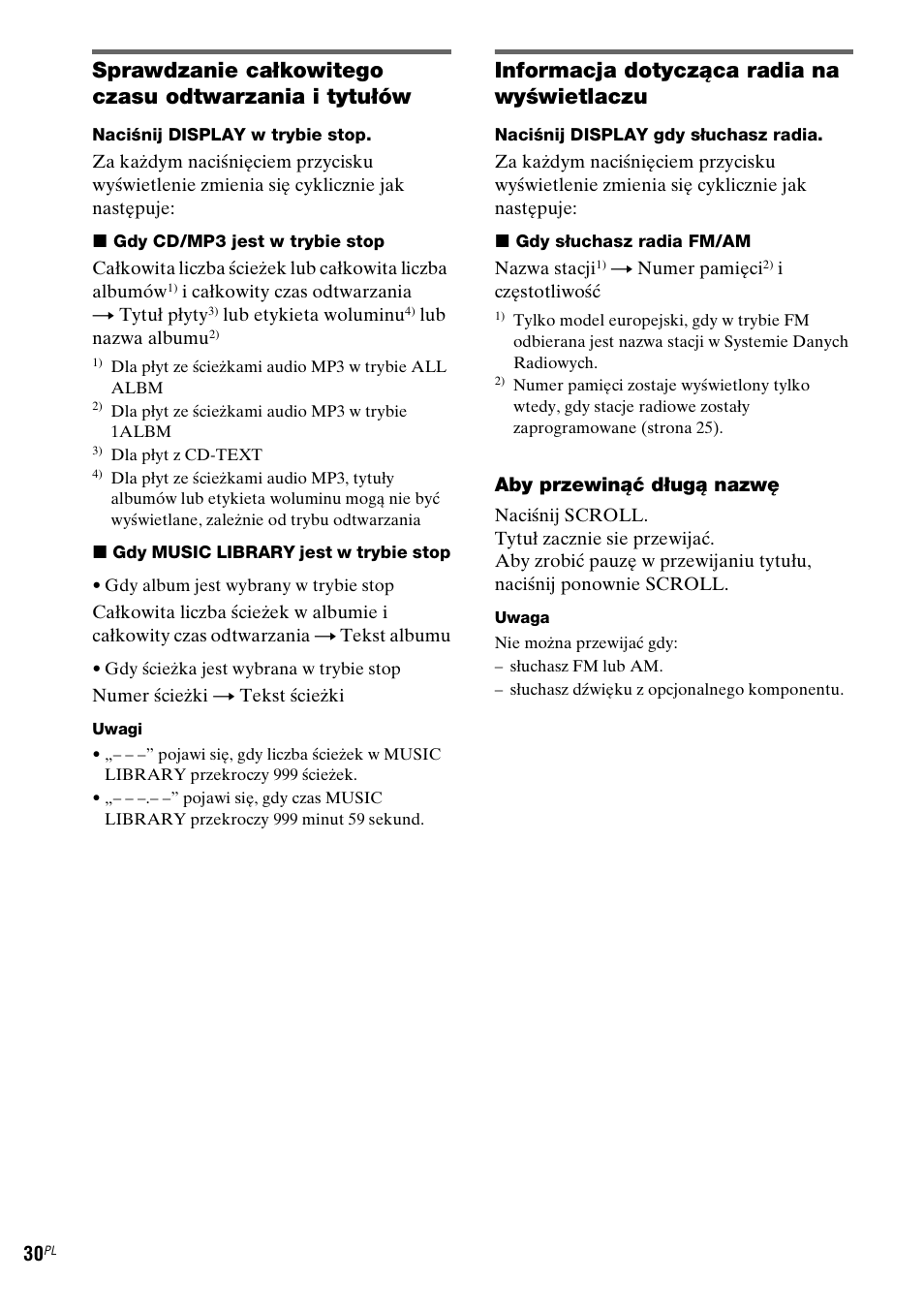 Informacja dotycząca radia na wyświetlaczu | Sony NAS-CZ1 User Manual | Page 308 / 435