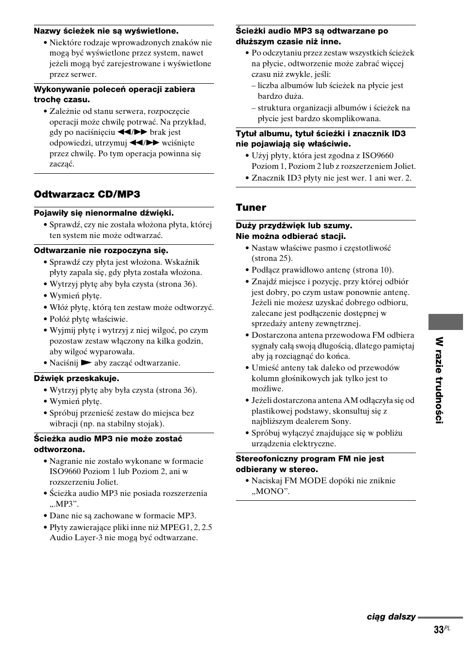 Odtwarzacz cd/mp3, Tuner | Sony NAS-CZ1 User Manual | Page 311 / 435