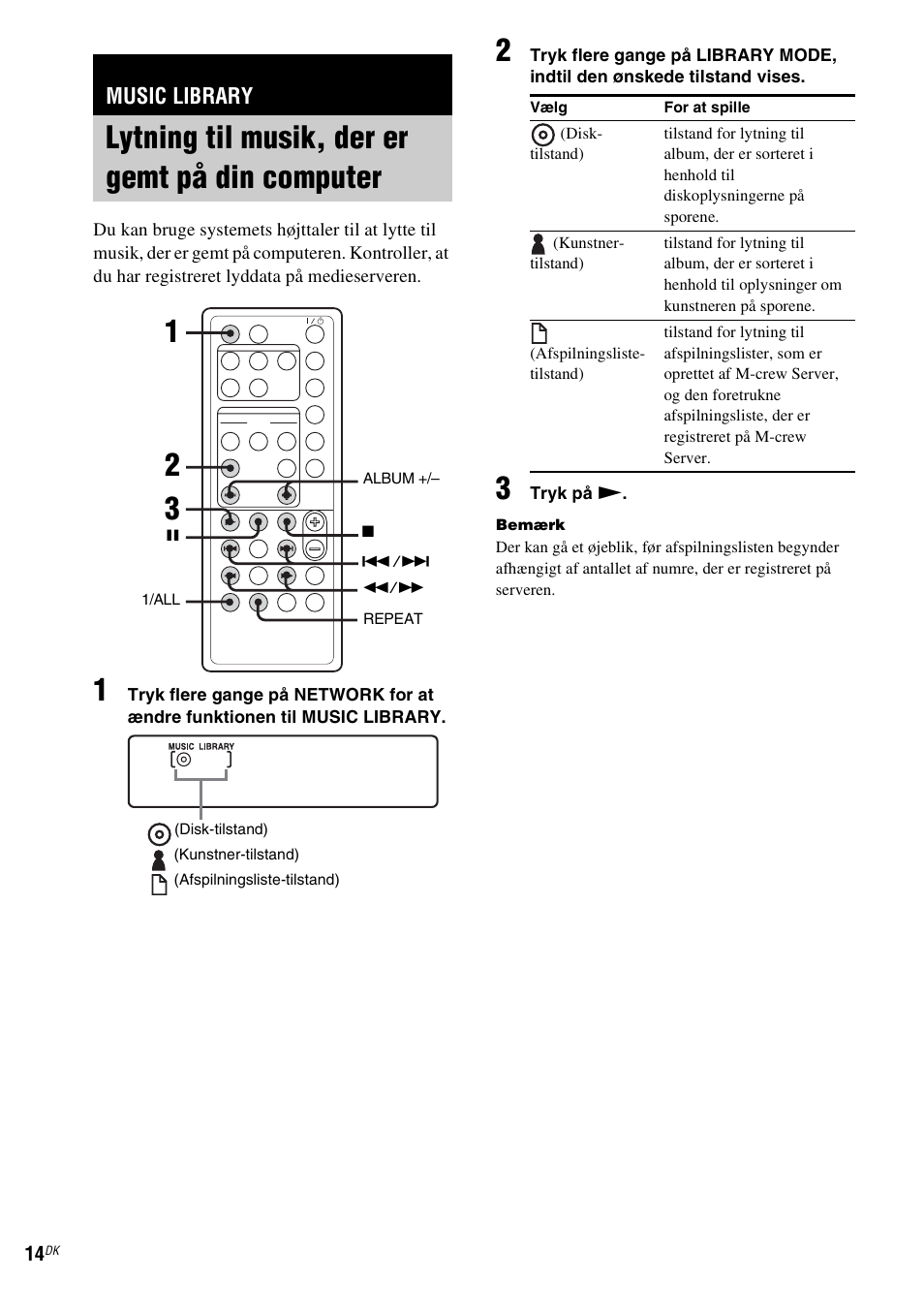 Music library, Lytning til musik, der er gemt på din computer, Lytning til musik, der er gemt på din | Computer | Sony NAS-CZ1 User Manual | Page 333 / 435