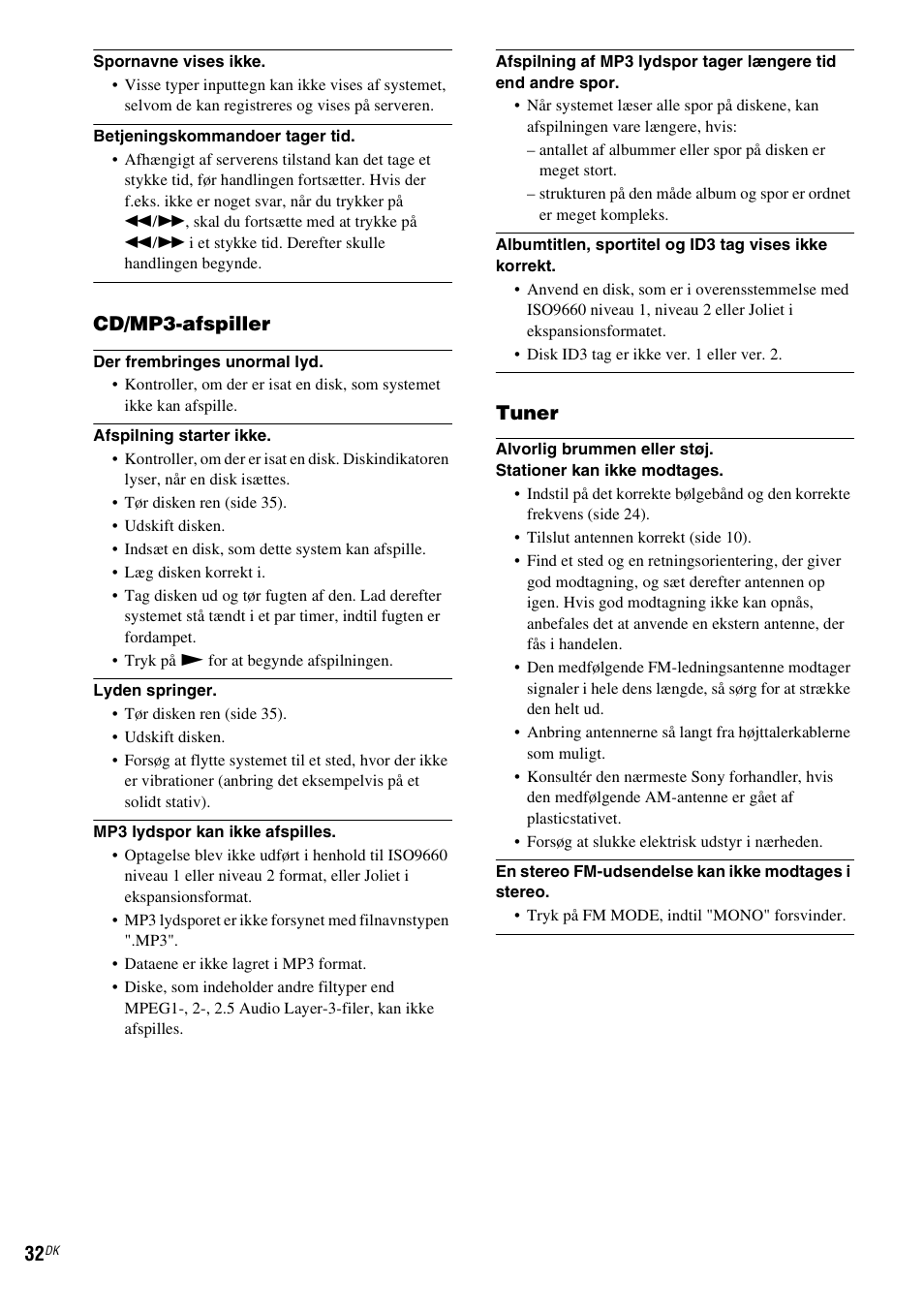 Cd/mp3-afspiller, Tuner | Sony NAS-CZ1 User Manual | Page 351 / 435