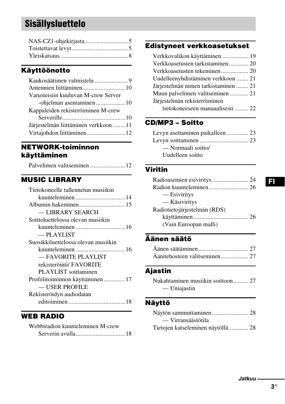 Sisällysluettelo | Sony NAS-CZ1 User Manual | Page 360 / 435