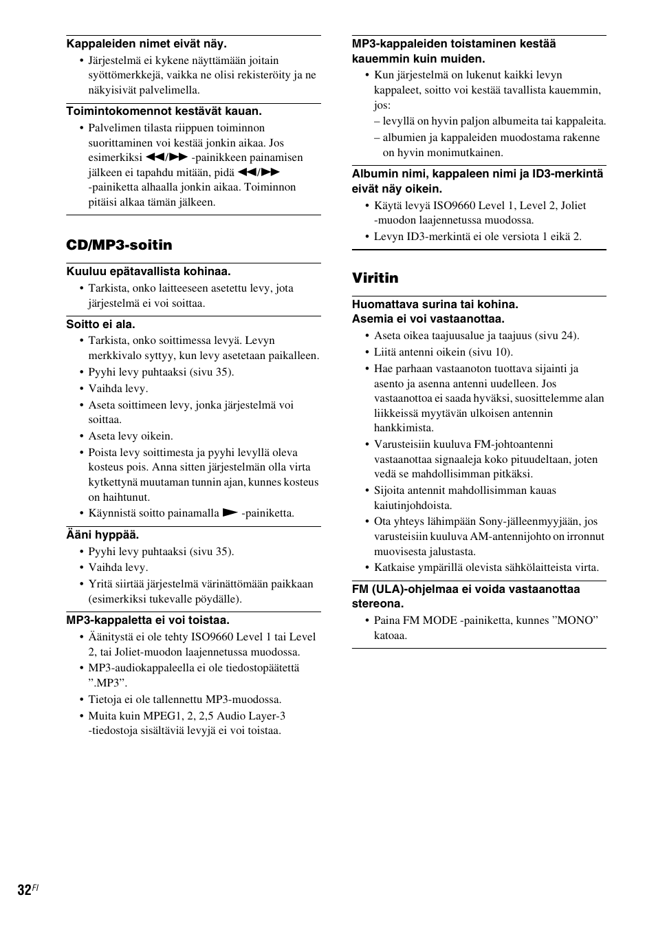 Cd/mp3-soitin, Viritin | Sony NAS-CZ1 User Manual | Page 389 / 435